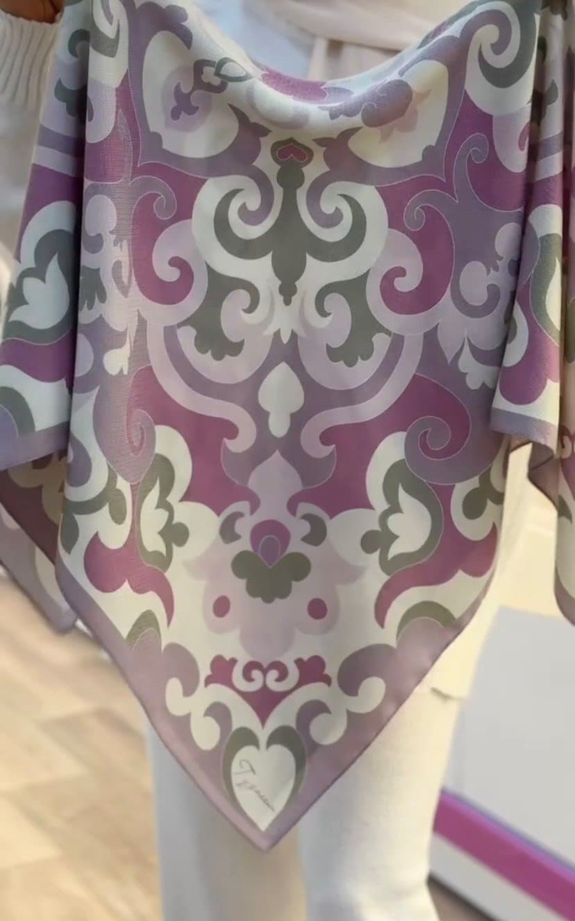 Платок "Татар моны" теплый (лилово-бежевый)