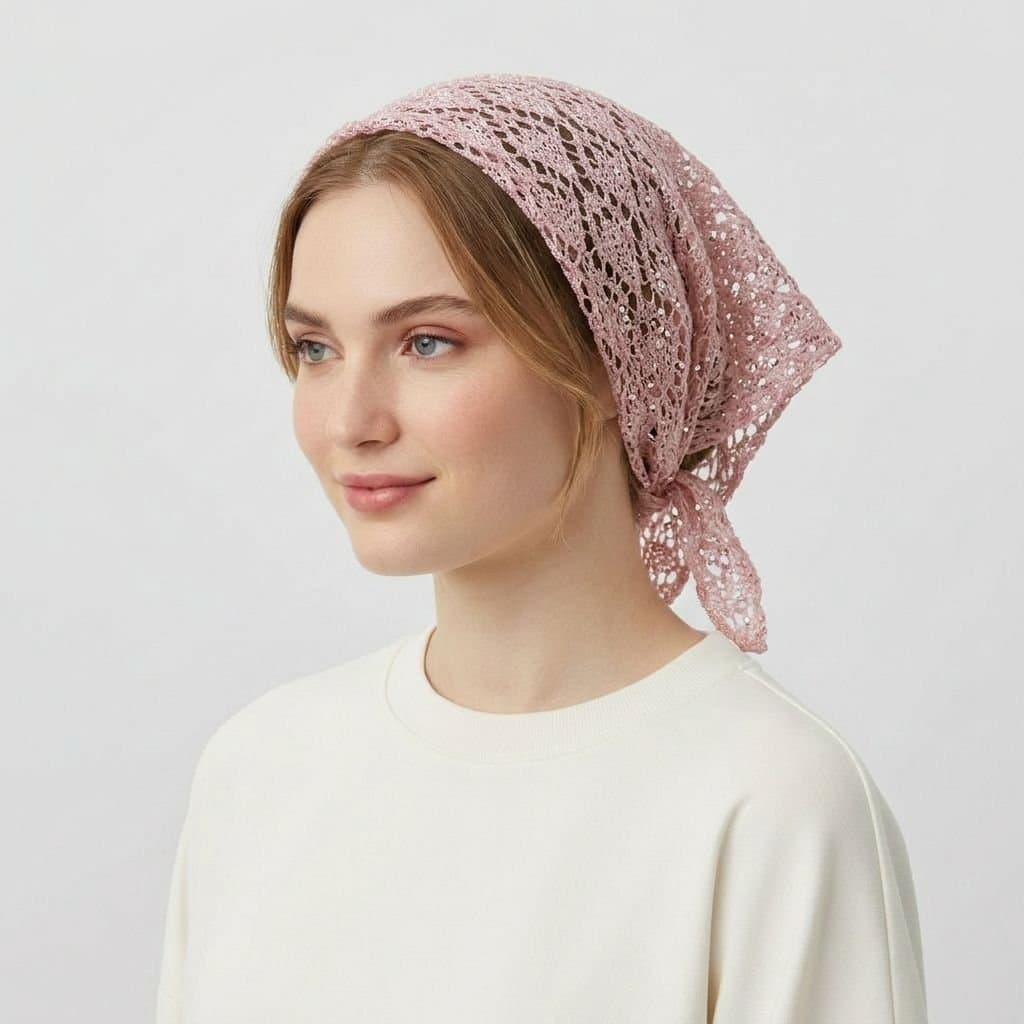 Косынка ажурная (розовый)