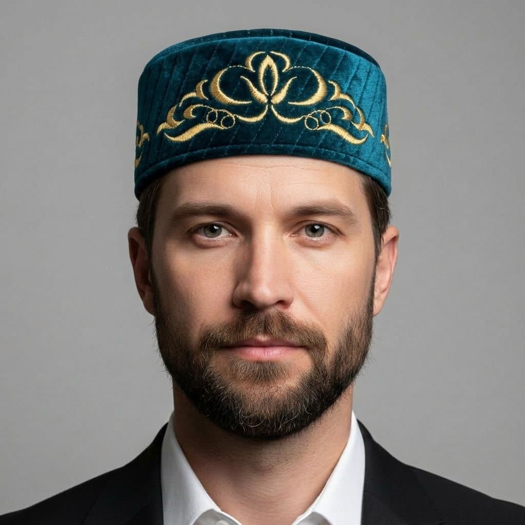 тюбетейки изумрудные с з/у (59)