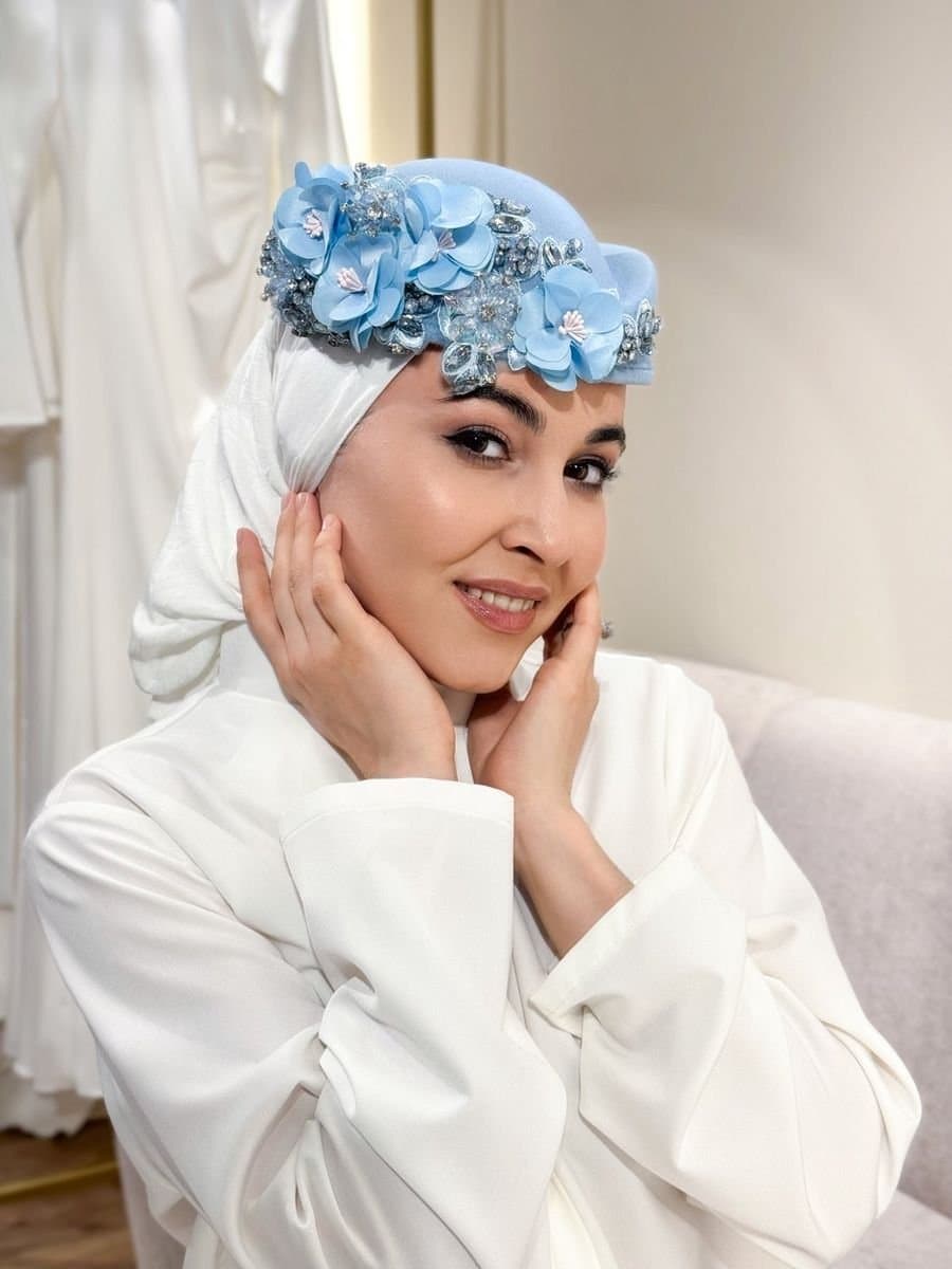 тюбетейка женская( голубой)