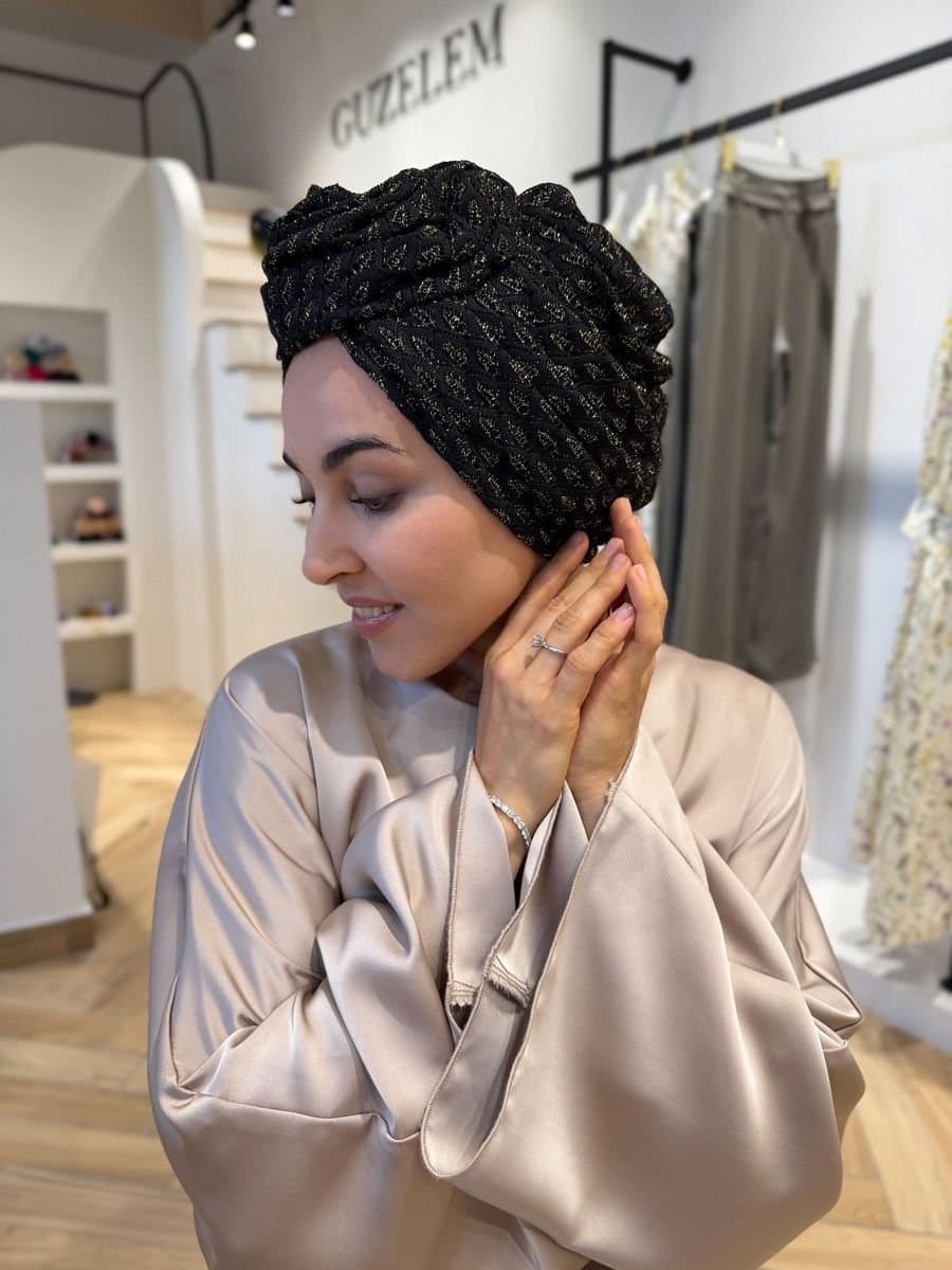Чалма роза в сетку ( черный с золотом)